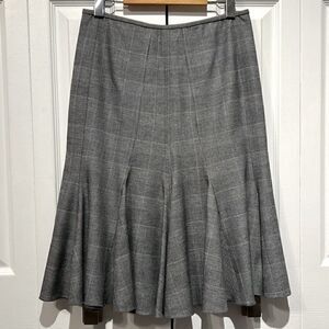 Nine West Black/Grey/White Plaid Trumpet A-Line Skirt Size 4‎